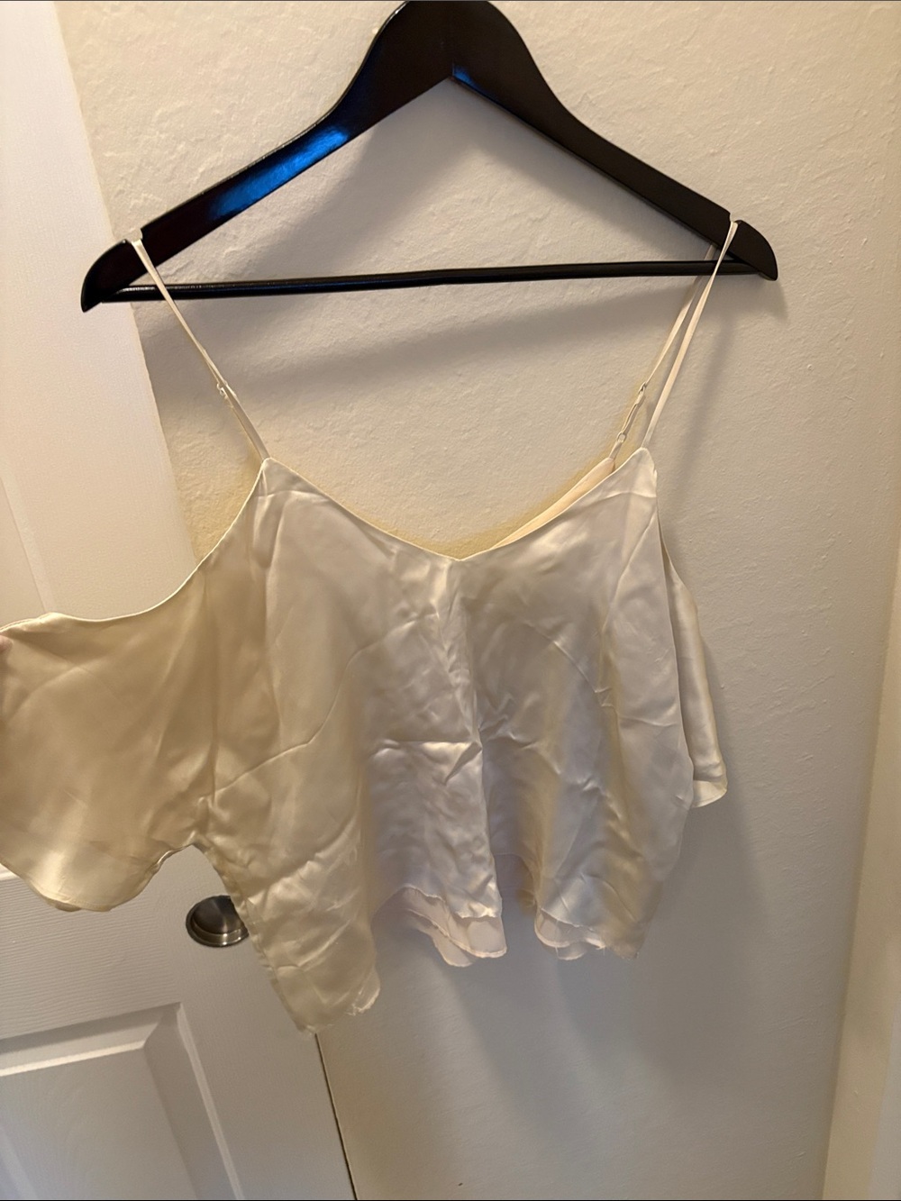 Brand:  Satin Off-Shoulder Cream Crop Top